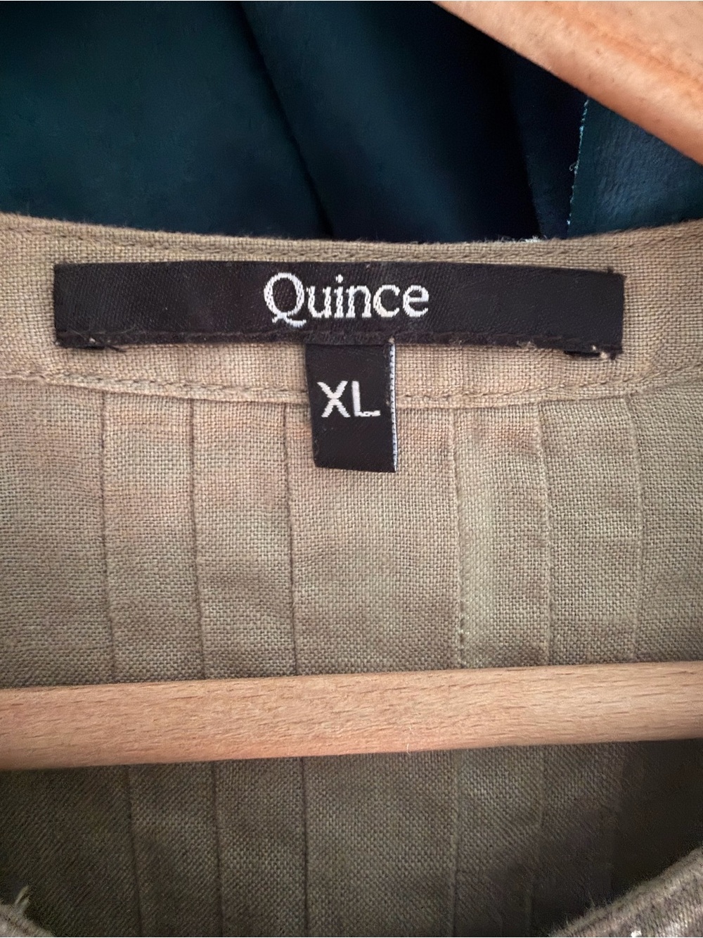 Quince Olive Green 100% Linen Pintuck Midi Dress - Picture 4 of 5